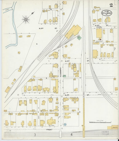 Sanborn Fire Insurance Map from Bellwood, Blair County, Pennsylvania (1904), Sheet #0002 - Complete Map Set gallery image, historic Sanborn map, vintage wall art, Pennsylvania Pennsylvania