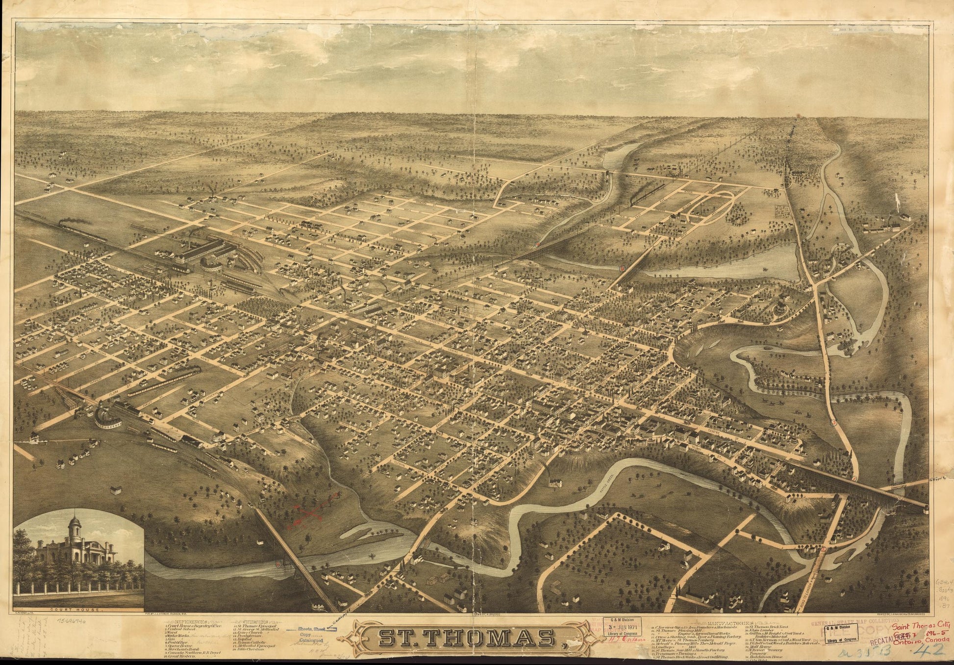 St. Thomas. (1896) – Historic Bird’s-Eye View Panorama Print