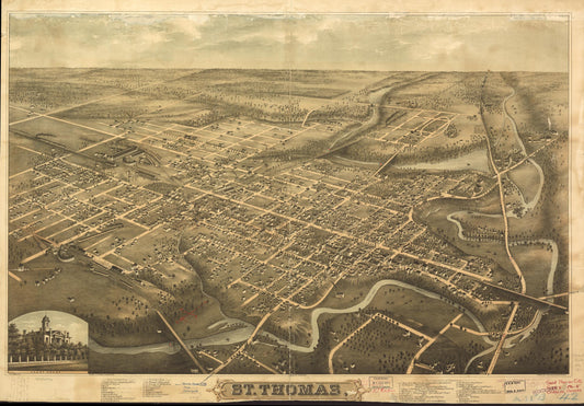 St. Thomas. (1896) – Historic Bird’s-Eye View Panorama Print