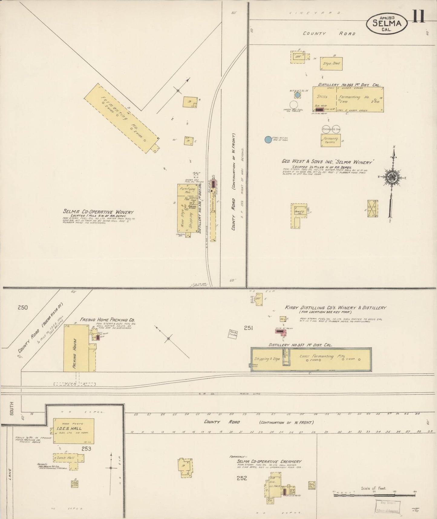 Sanborn Fire Insurance Map from Selma, Fresno County, California (1913), Sheet #0011 - Complete Map Set gallery image, historic Sanborn map, vintage wall art, California California