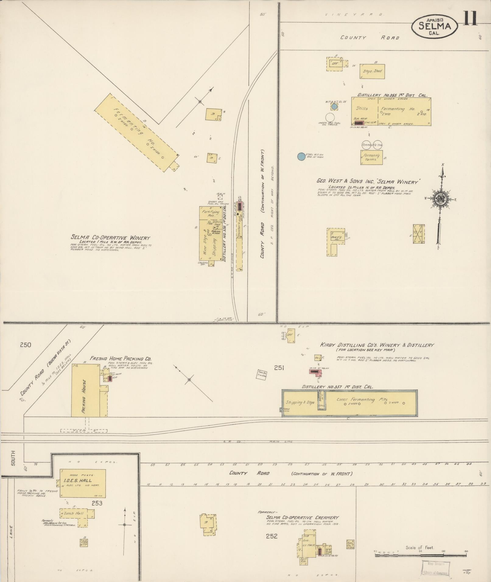 Sanborn Fire Insurance Map from Selma, Fresno County, California (1913), Sheet #0011 - Complete Map Set gallery image, historic Sanborn map, vintage wall art, California California