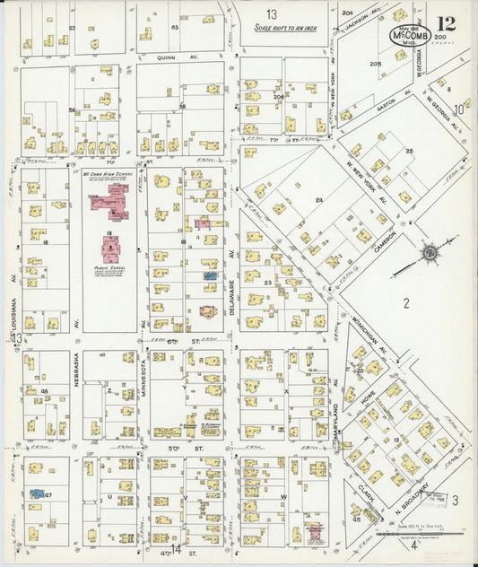 Sanborn Fire Insurance Map from McComb, Pike County, Mississippi (1918), Sheet #0012 - Historic Sanborn Fire Insurance Map Print, vintage old map wall art, antique decor, genealogy gift, Mississippi Mississippi map