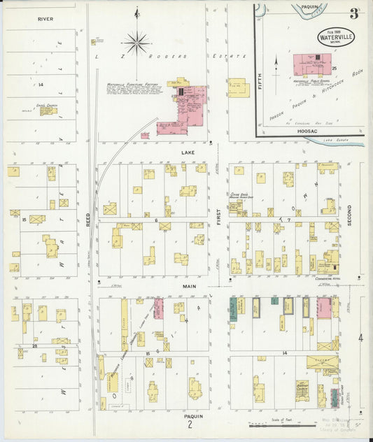 Sanborn Fire Insurance Map from Waterville, Le Sueur County, Minnesota (1909), Sheet #0003 - Historic Sanborn Fire Insurance Map Print, vintage old map wall art, antique decor, genealogy gift, Minnesota Minnesota map