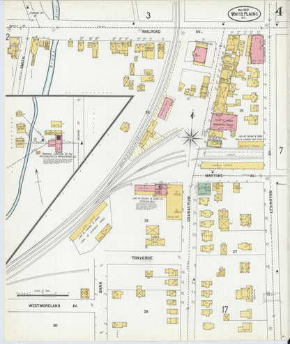 Sanborn Fire Insurance Map from White Plains, Westchester County, New York (1900), Sheet #0004 - Historic Sanborn Fire Insurance Map Print, vintage old map wall art, antique decor, genealogy gift, New York New York map