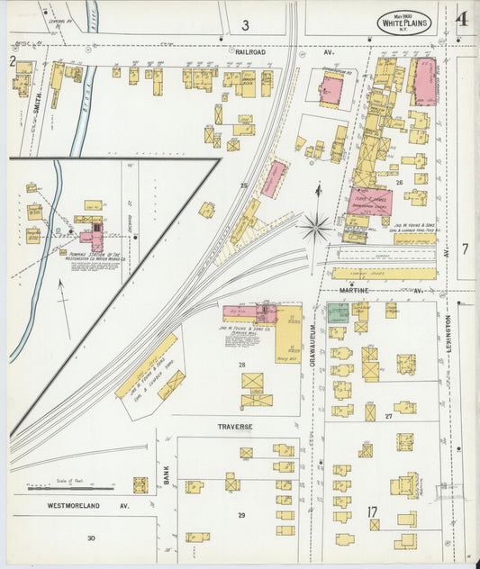 Sanborn Fire Insurance Map from White Plains, Westchester County, New York (1900), Sheet #0004 - Historic Sanborn Fire Insurance Map Print, vintage old map wall art, antique decor, genealogy gift, New York New York map