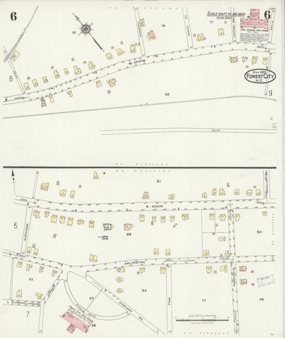 Sanborn Fire Insurance Map from Forest City, Rutherford County, North Carolina (1925), Sheet #0006 - Complete Map Set gallery image, historic Sanborn map, vintage wall art, North Carolina North Carolina