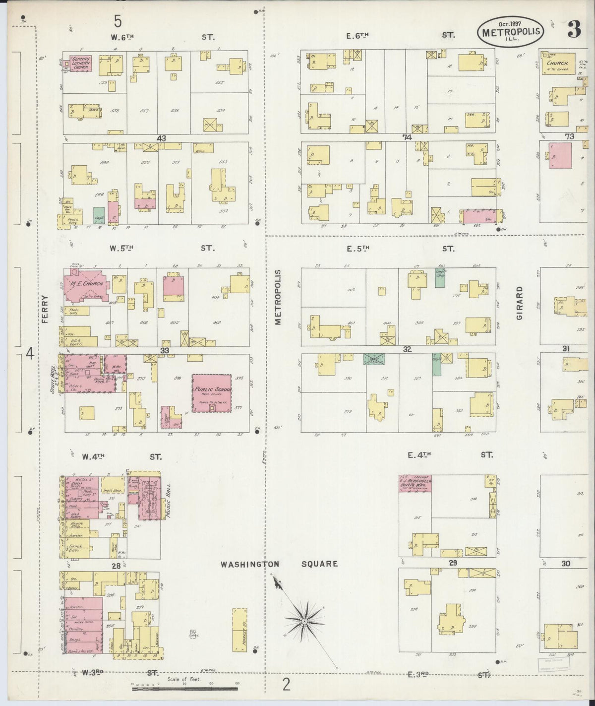 Sanborn Fire Insurance Map from Metropolis, Massac County, Illinois (1897), Sheet #0003 - Complete Map Set gallery image, historic Sanborn map, vintage wall art, Illinois Illinois