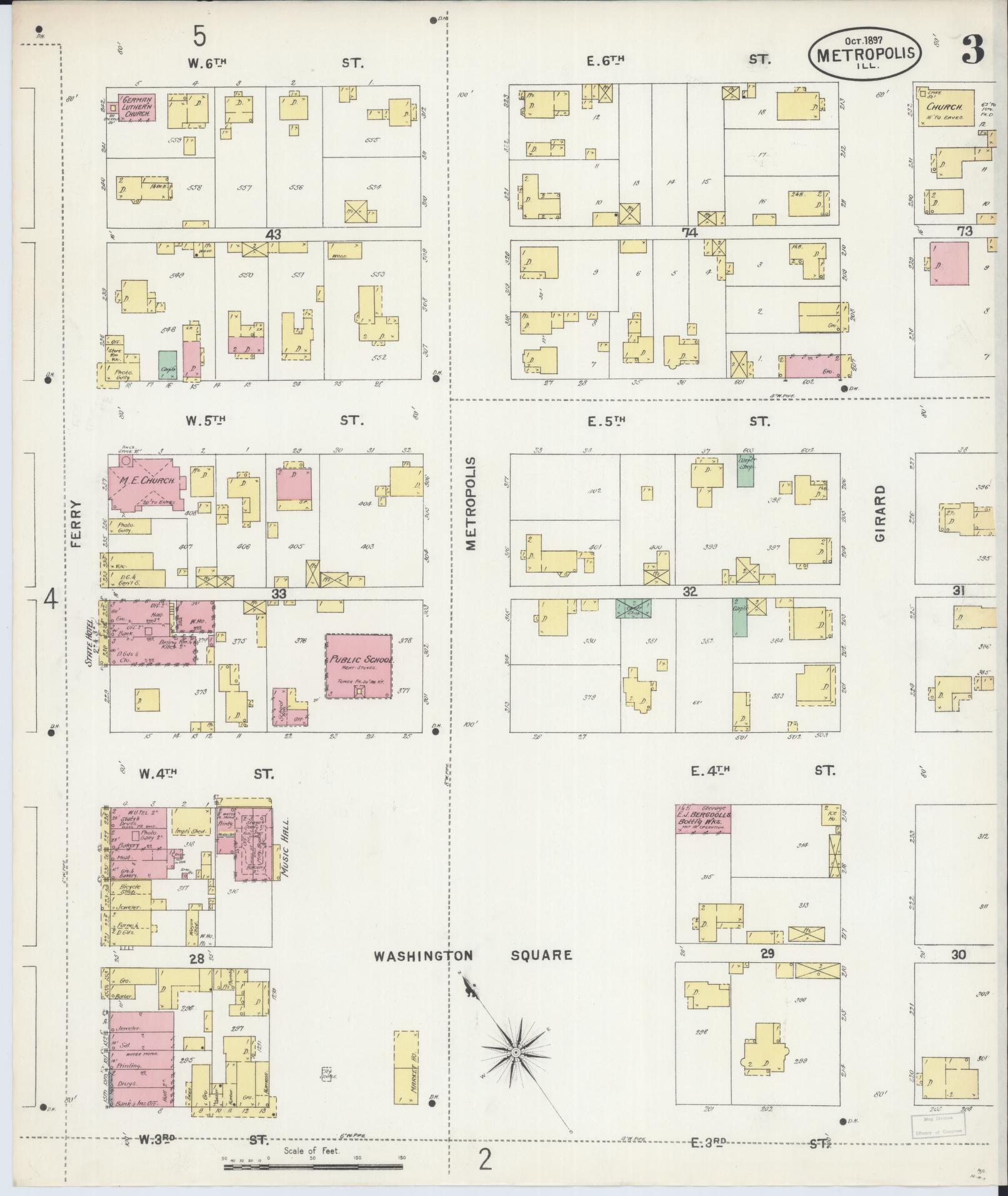 Sanborn Fire Insurance Map from Metropolis, Massac County, Illinois (1897), Sheet #0003 - Complete Map Set gallery image, historic Sanborn map, vintage wall art, Illinois Illinois