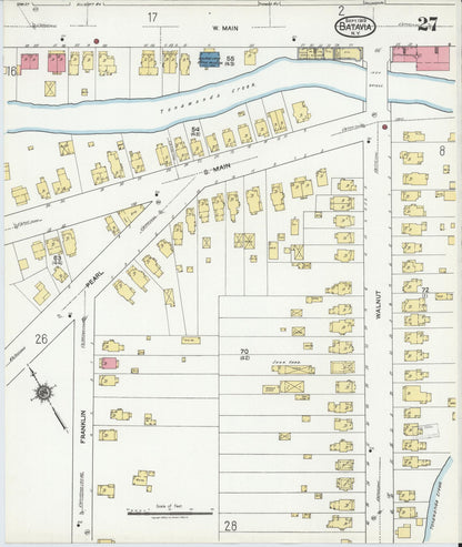 Sanborn Fire Insurance Map from Batavia, Genesee County, New York (1919), Sheet #0027 - Historic Sanborn Fire Insurance Map Print, vintage old map wall art, antique decor, genealogy gift, New York New York map