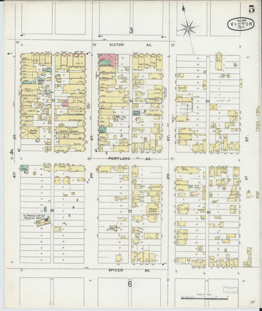 Sanborn Fire Insurance Map from Victor, Teller County, Colorado (1896), Sheet #0005 - Historic Sanborn Fire Insurance Map Print, vintage old map wall art, antique decor, genealogy gift, Colorado Colorado map