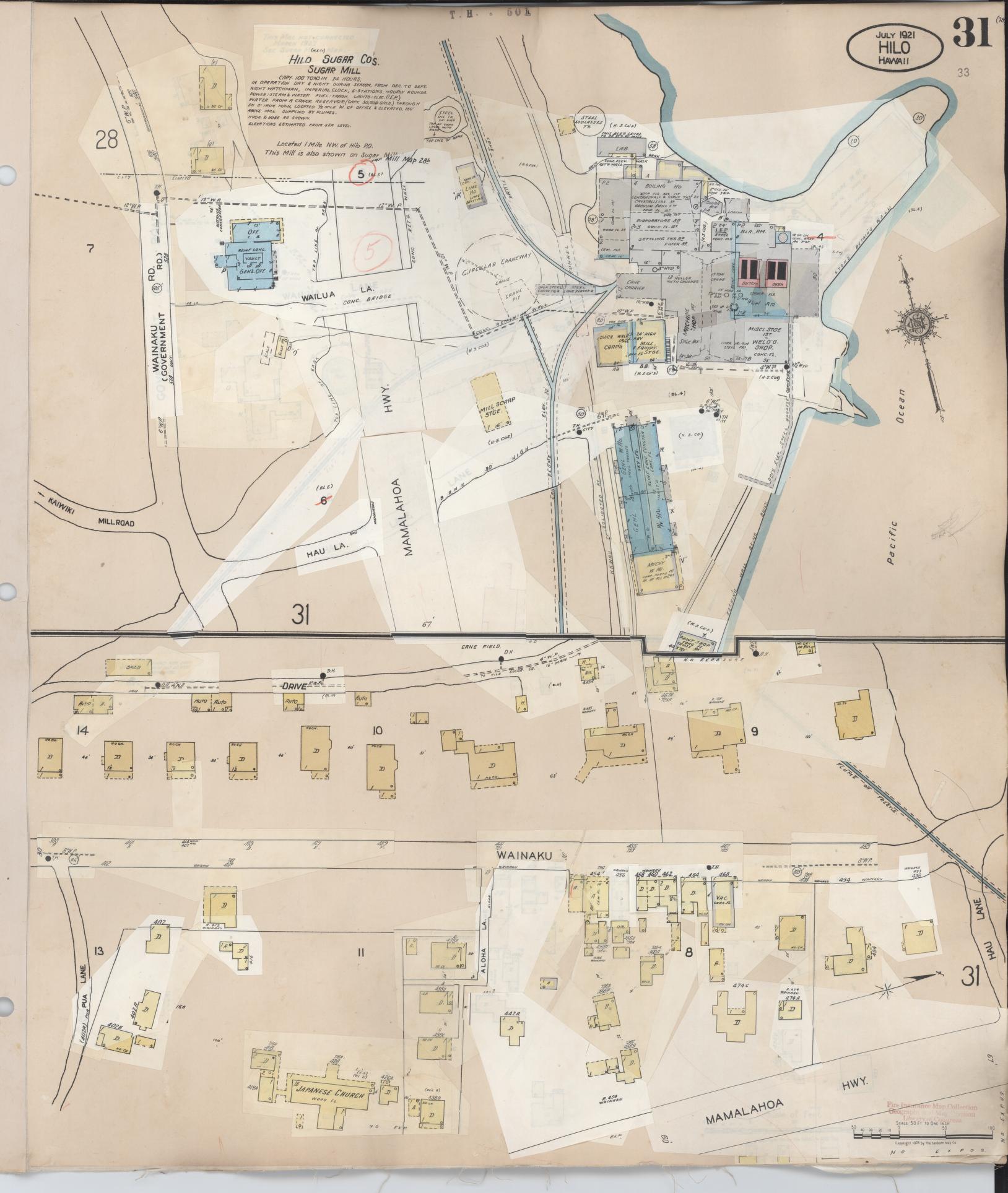 Sanborn Fire Insurance Map from Hilo, Hawaii County, Hawaii (1957), Sheet #0031 - Historic Sanborn Fire Insurance Map Print
