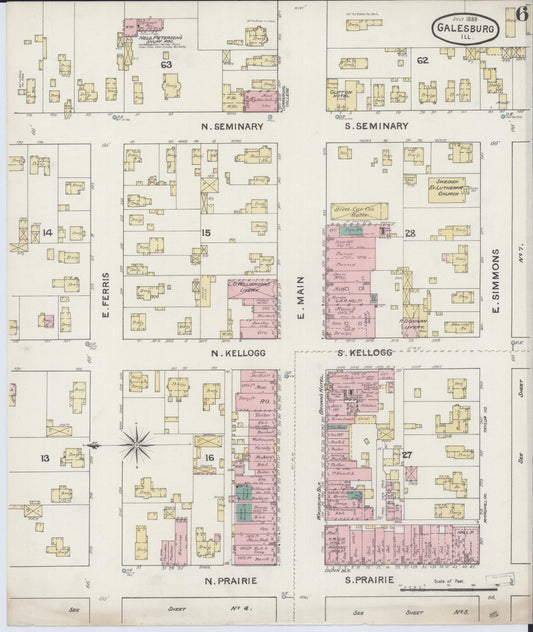 Sanborn Fire Insurance Map from Galesburg, Knox County, Illinois (1888), Sheet #0006 - Historic Sanborn Fire Insurance Map Print, vintage old map wall art, antique decor, genealogy gift, Illinois Illinois map