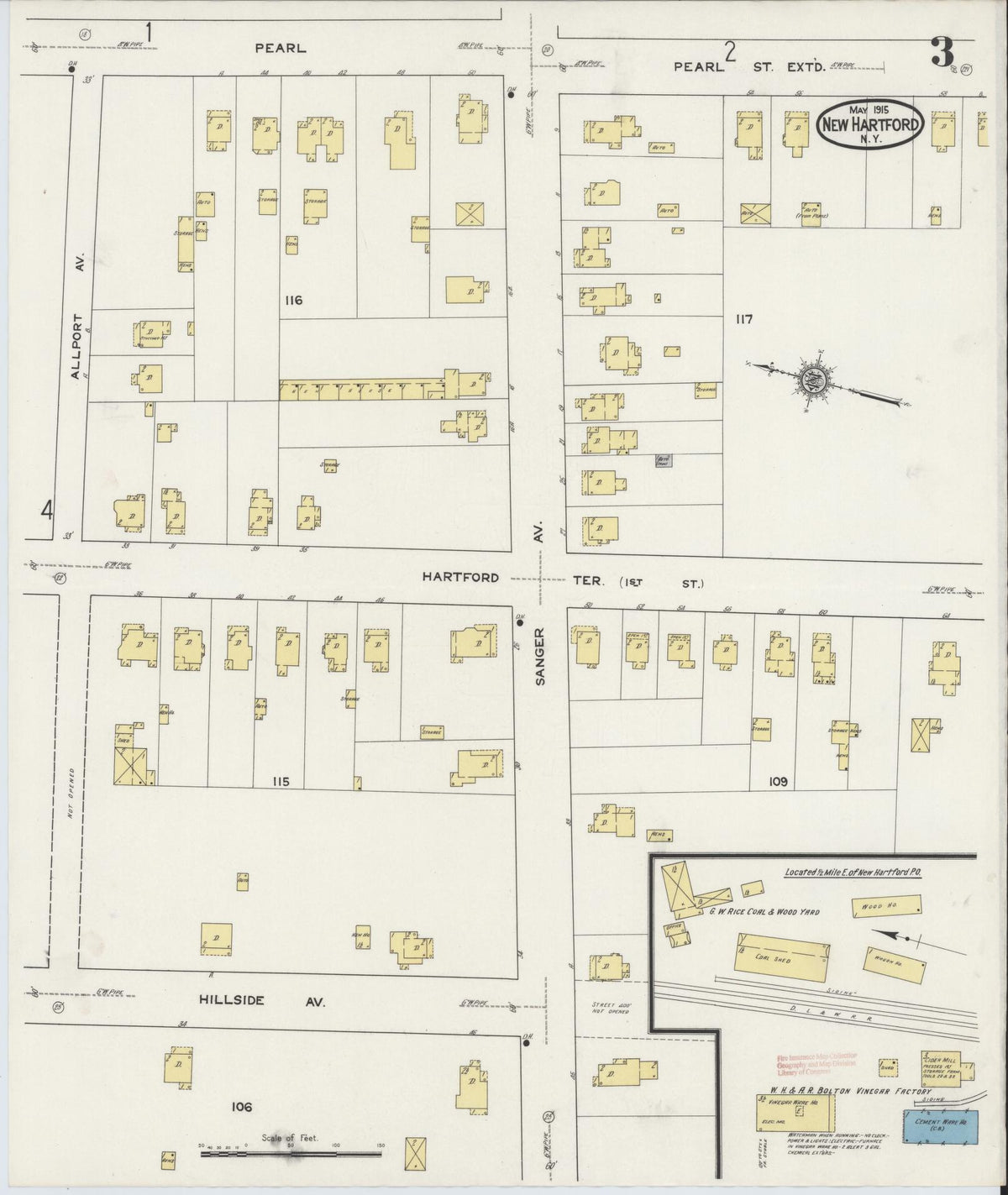 Sanborn Fire Insurance Map from New Hartford, Oneida County, New York (1915), Sheet #0003 - Complete Map Set gallery image, historic Sanborn map, vintage wall art, New York New York