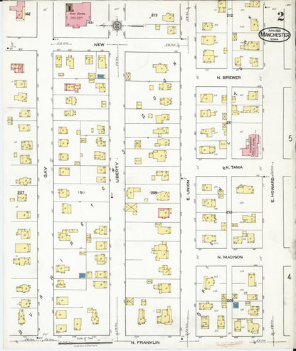 Sanborn Fire Insurance Map from Manchester, Delaware County, Iowa (1921), Sheet #0002 - Historic Sanborn Fire Insurance Map Print
