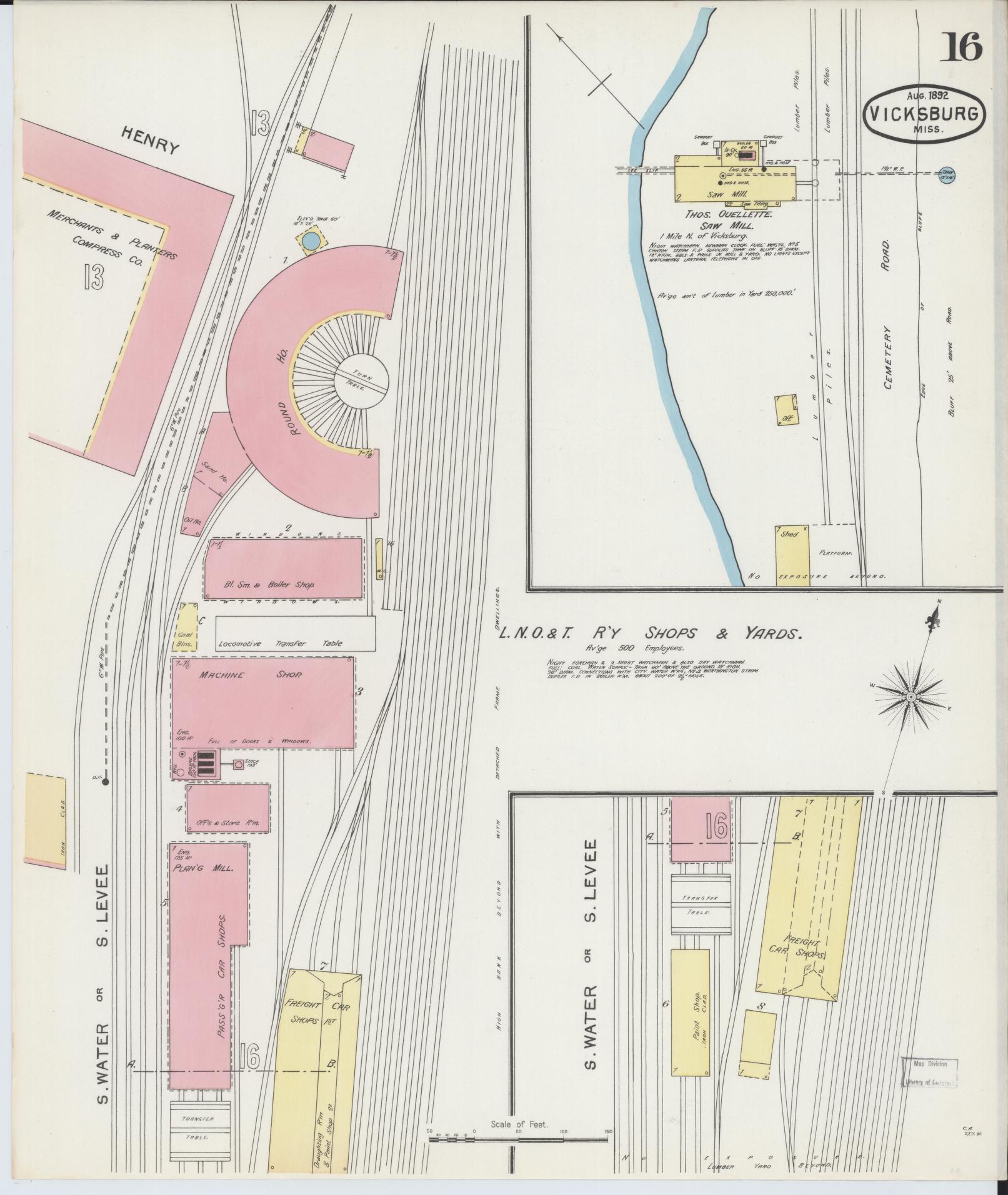 Sanborn Fire Insurance Map from Vicksburg, Warren County, Mississippi (1892), Sheet #0016 - Complete Map Set gallery image, historic Sanborn map, vintage wall art, Mississippi Mississippi