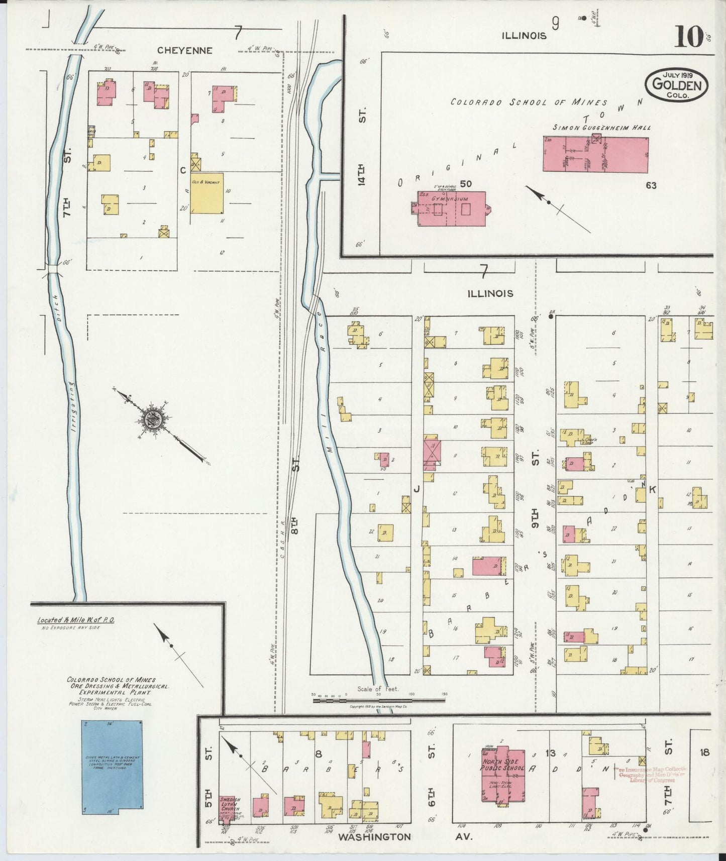 Sanborn Fire Insurance Map from Golden, Jefferson County, Colorado (1919), Sheet #0010 - Historic Sanborn Fire Insurance Map Print, vintage old map wall art, antique decor, genealogy gift, Colorado Colorado map