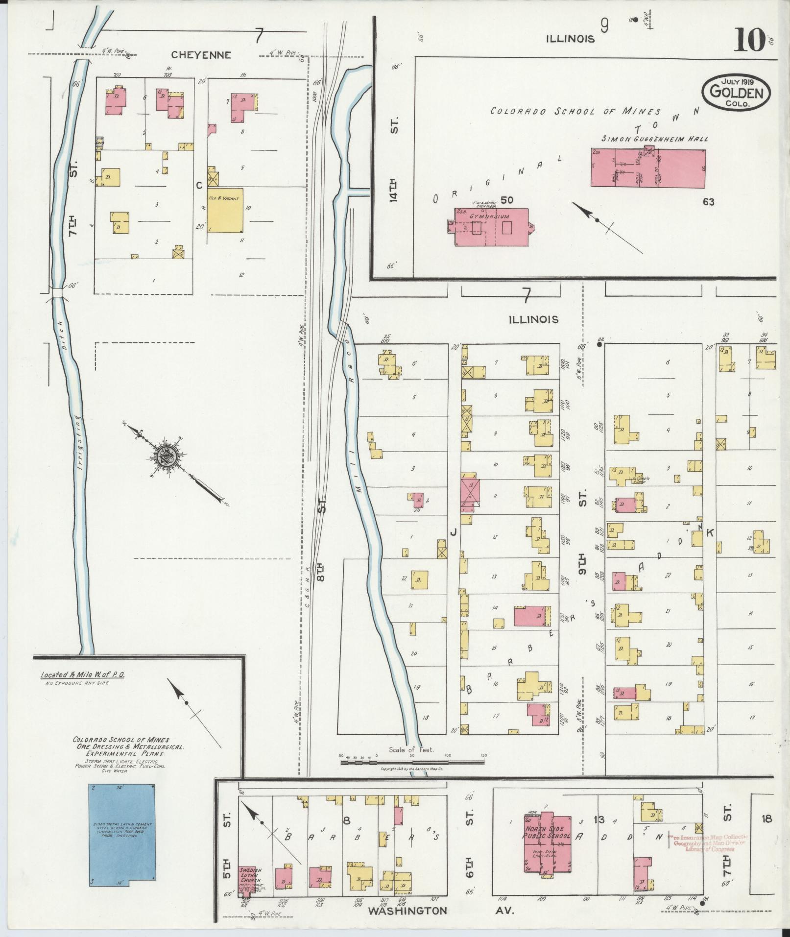 Sanborn Fire Insurance Map from Golden, Jefferson County, Colorado (1919), Sheet #0010 - Historic Sanborn Fire Insurance Map Print, vintage old map wall art, antique decor, genealogy gift, Colorado Colorado map