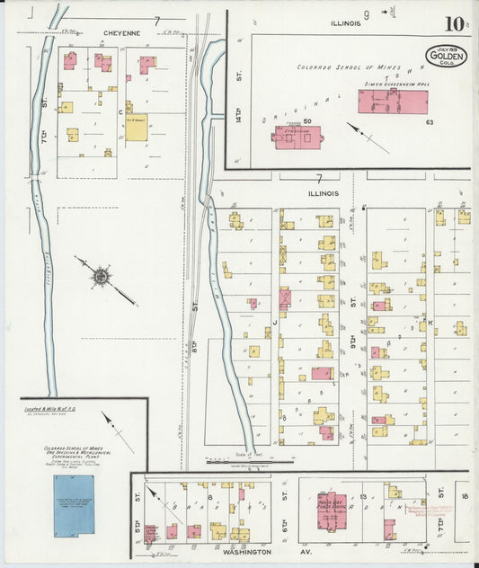 Sanborn Fire Insurance Map from Golden, Jefferson County, Colorado (1919), Sheet #0010 - Historic Sanborn Fire Insurance Map Print, vintage old map wall art, antique decor, genealogy gift, Colorado Colorado map