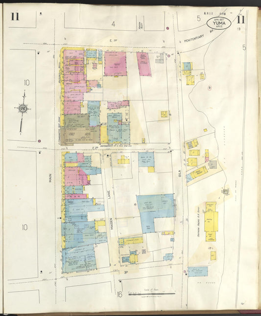 Sanborn Fire Insurance Map from Yuma, Yuma County, Arizona (1948), Sheet #0011 - Historic Sanborn Fire Insurance Map Print, vintage old map wall art, antique decor, genealogy gift, Arizona Arizona map