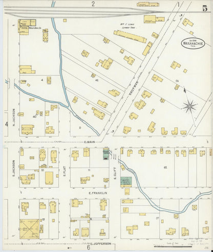 Sanborn Fire Insurance Map from Waxahachie, Ellis County, Texas (1898), Sheet #0005 - Complete Map Set gallery image, historic Sanborn map, vintage wall art, Texas Texas
