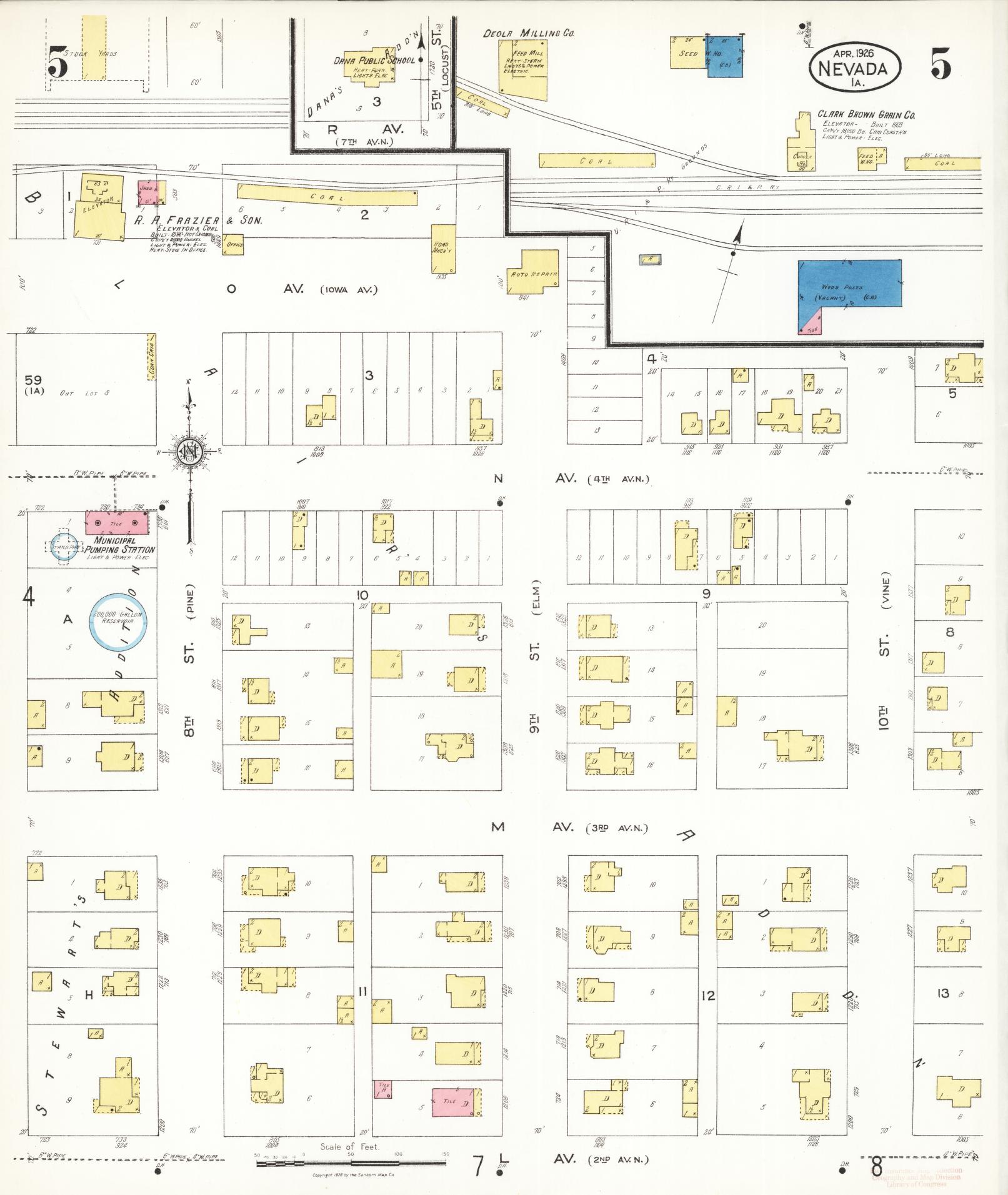 Sanborn Fire Insurance Map from Nevada, Story County, Iowa (1926), Sheet #0005 - Historic Sanborn Fire Insurance Map Print