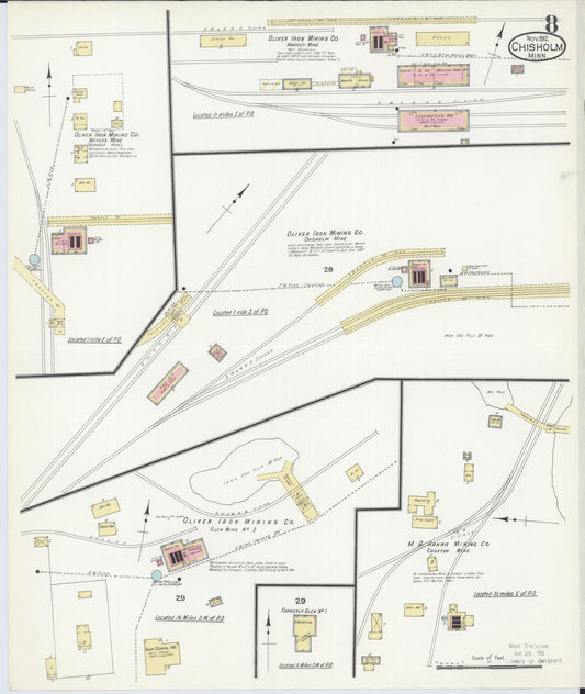 Sanborn Fire Insurance Map from Chisholm, Saint Louis County, Minnesota (1912), Sheet #0008 - Historic Sanborn Fire Insurance Map Print, vintage old map wall art, antique decor, genealogy gift, Minnesota Minnesota map
