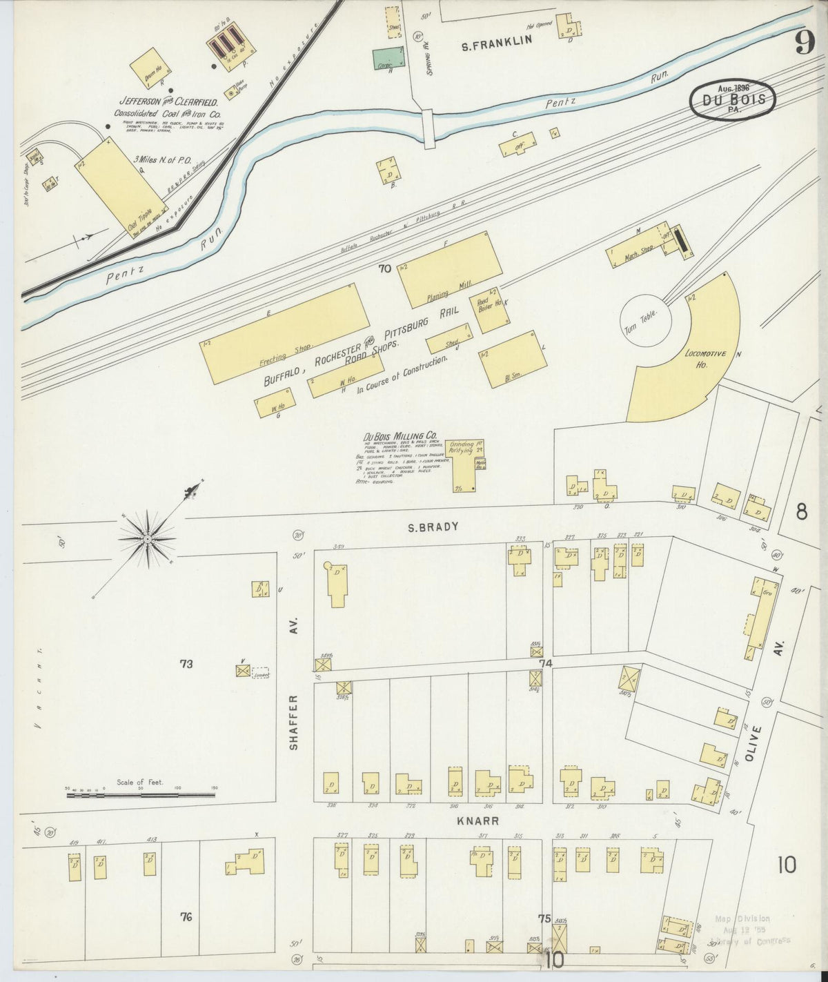 Sanborn Fire Insurance Map from Du Bois, Clearfield County, Pennsylvania (1896), Sheet #0009 - Complete Map Set gallery image, historic Sanborn map, vintage wall art, Pennsylvania Pennsylvania