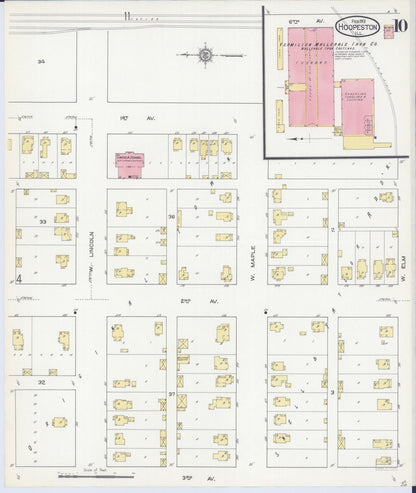 Sanborn Fire Insurance Map from Hoopeston, Vermilion County, Illinois (1913), Sheet #0010 - Historic Sanborn Fire Insurance Map Print, vintage old map wall art, antique decor, genealogy gift, Illinois Illinois map