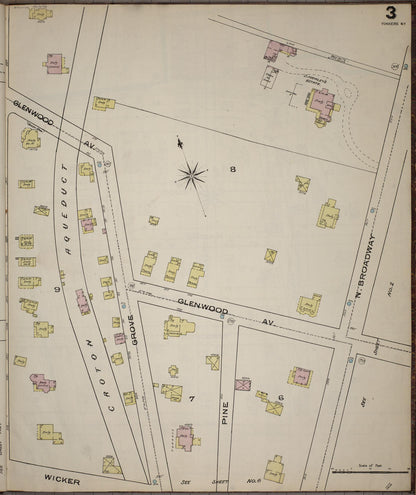 Sanborn Fire Insurance Map from Yonkers, Westchester County, New York (1886), Sheet #0003 - Historic Sanborn Fire Insurance Map Print, vintage old map wall art, antique decor, genealogy gift, New York New York map