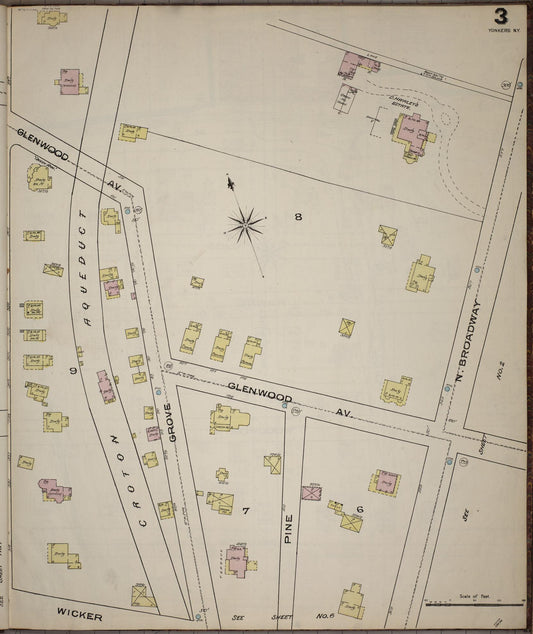 Sanborn Fire Insurance Map from Yonkers, Westchester County, New York (1886), Sheet #0003 - Historic Sanborn Fire Insurance Map Print, vintage old map wall art, antique decor, genealogy gift, New York New York map