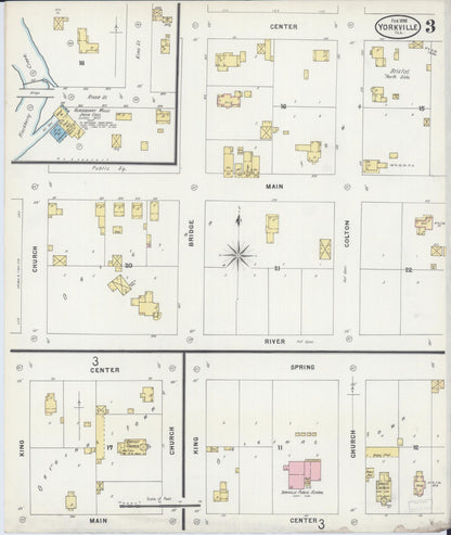 Sanborn Fire Insurance Map from Yorkville, Kendall County, Illinois (1898), Sheet #0003 - Historic Sanborn Fire Insurance Map Print, vintage old map wall art, antique decor, genealogy gift, Illinois Illinois map