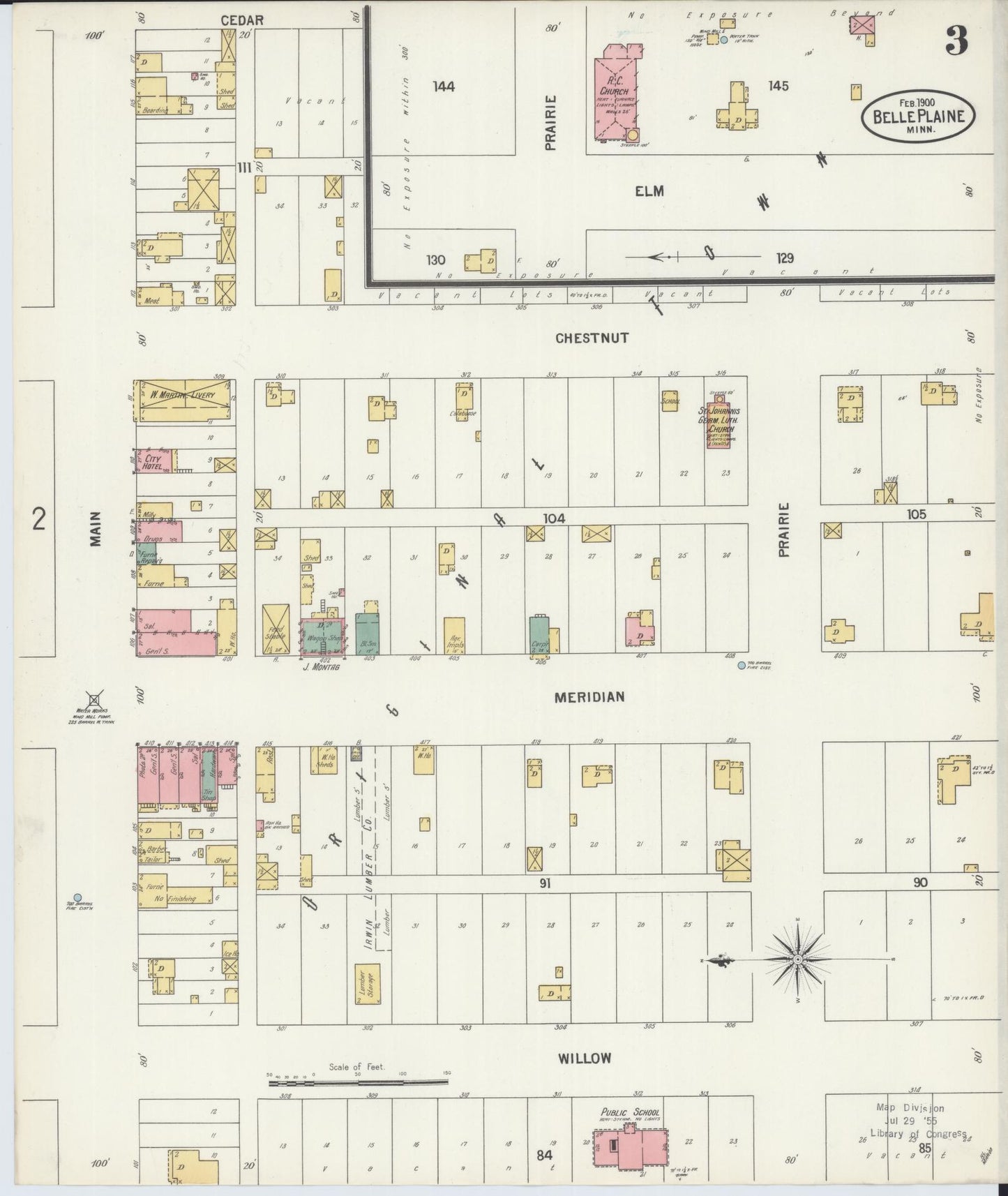 Sanborn Fire Insurance Map from Belle Plaine, Scott County, Minnesota (1900), Sheet #0003 - Historic Sanborn Fire Insurance Map Print, vintage old map wall art, antique decor, genealogy gift, Minnesota Minnesota map