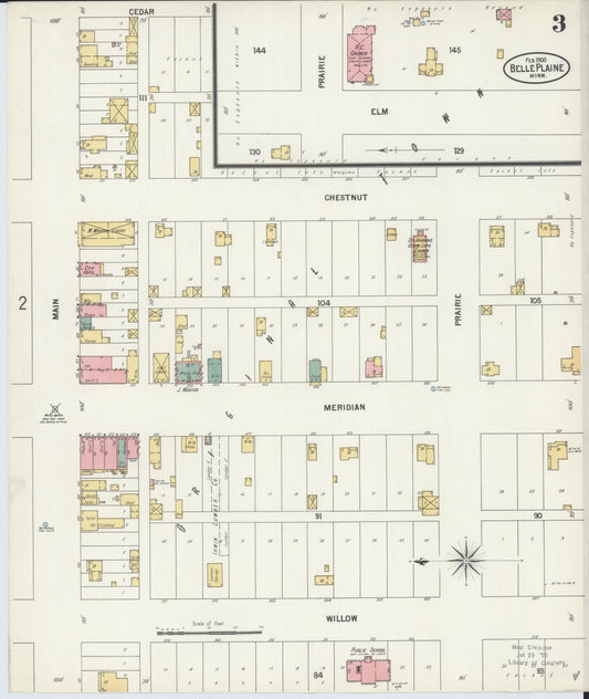 Sanborn Fire Insurance Map from Belle Plaine, Scott County, Minnesota (1900), Sheet #0003 - Historic Sanborn Fire Insurance Map Print, vintage old map wall art, antique decor, genealogy gift, Minnesota Minnesota map