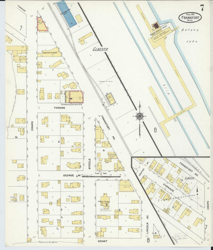 Sanborn Fire Insurance Map from Frankfort, Benzie County, Michigan (1911), Sheet #0007 - Complete Map Set gallery image, historic Sanborn map, vintage wall art, Michigan Michigan