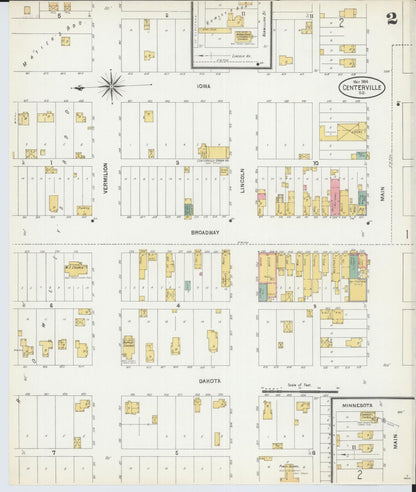 Sanborn Fire Insurance Map from Centerville, Turner County, South Dakota (1904), Sheet #0002 - Complete Map Set gallery image, historic Sanborn map, vintage wall art, South Dakota South Dakota
