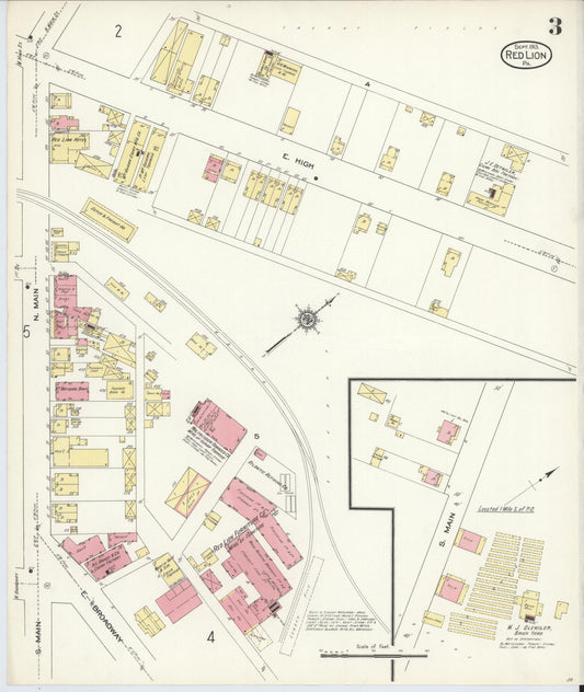 Sanborn Fire Insurance Map from Red Lion, York County, Pennsylvania (1913), Sheet #0003 - Historic Sanborn Fire Insurance Map Print, vintage old map wall art, antique decor, genealogy gift, Pennsylvania Pennsylvania map