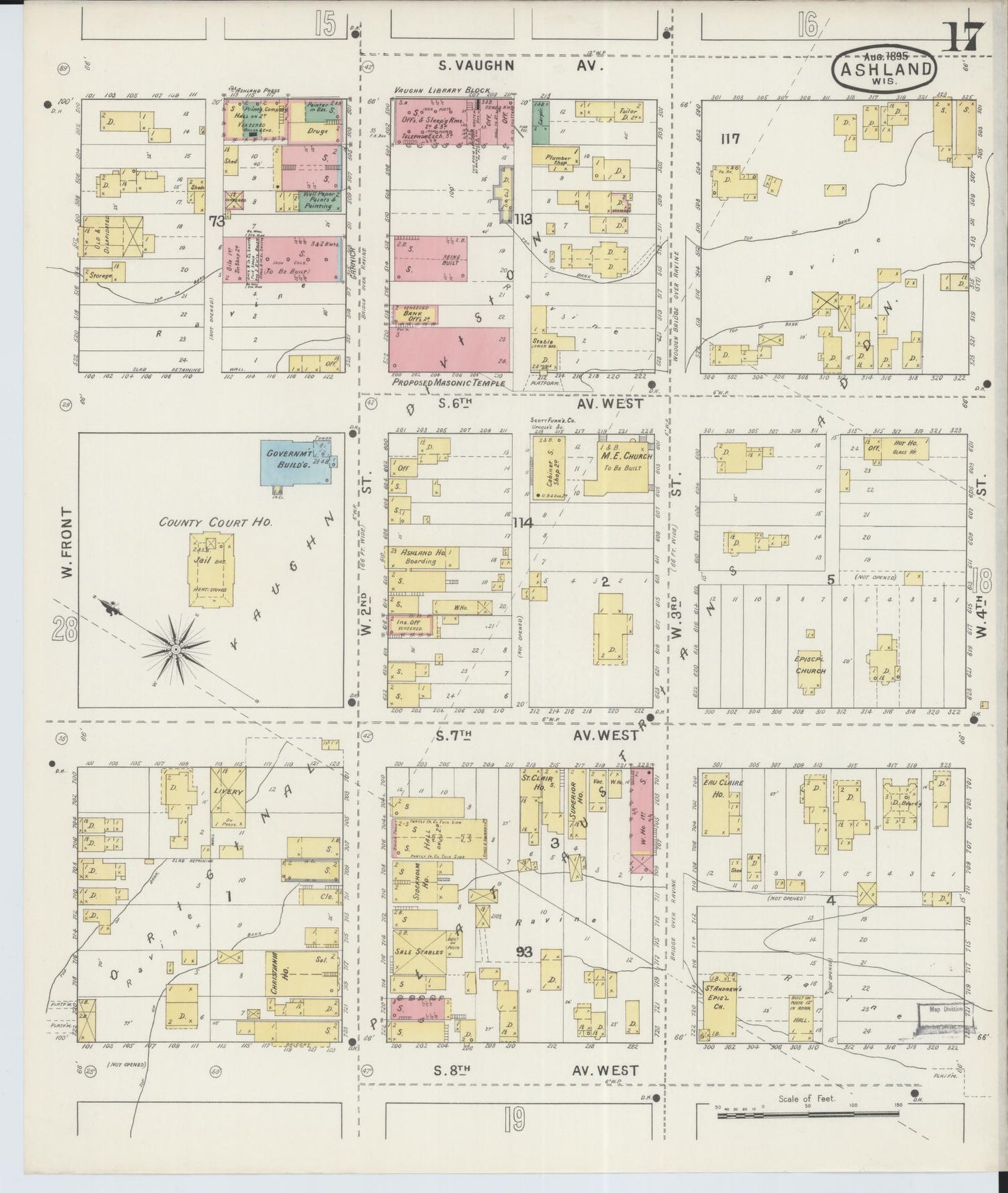 Sanborn Fire Insurance Map from Ashland, Ashland County, Wisconsin (1895), Sheet #0017 - Complete Map Set gallery image, historic Sanborn map, vintage wall art, Wisconsin Wisconsin