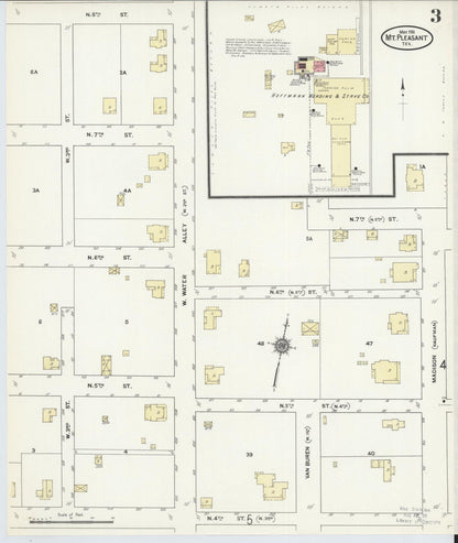Sanborn Fire Insurance Map from Mount Pleasant, Titus County, Texas (1911), Sheet #0003 - Complete Map Set gallery image, historic Sanborn map, vintage wall art, Texas Texas