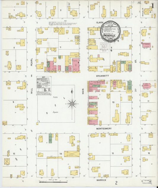 Sanborn Fire Insurance Map from Owensville, Gibson County, Indiana (1900), Sheet #0001 - Historic Sanborn Fire Insurance Map Print, vintage old map wall art, antique decor, genealogy gift, Indiana Indiana map