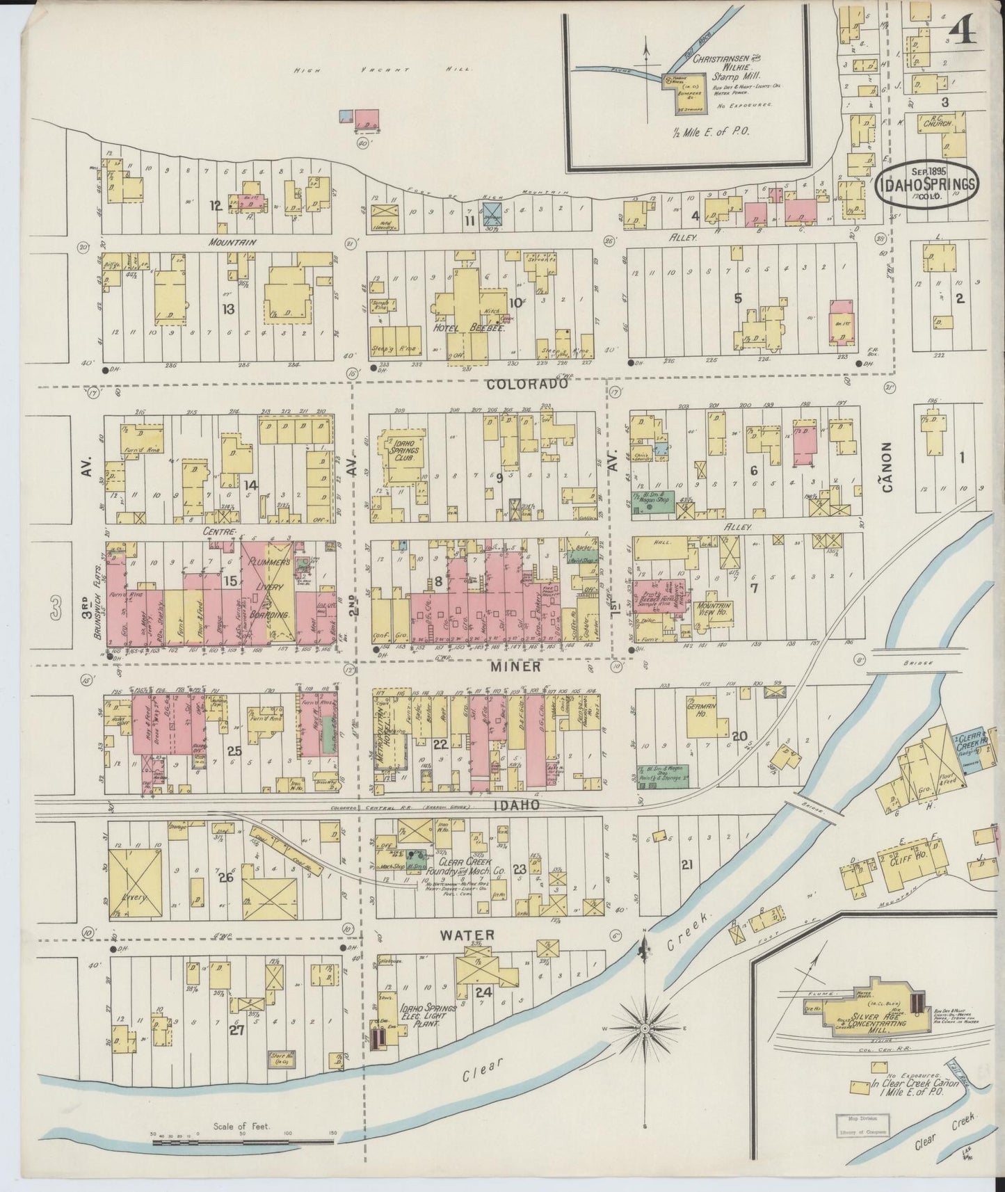 Sanborn Fire Insurance Map from Idaho Springs, Clear Creek County, Colorado (1895), Sheet #0004 - Historic Sanborn Fire Insurance Map Print, vintage old map wall art, antique decor, genealogy gift, Idaho Idaho map