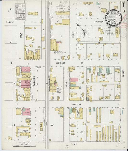 Sanborn Fire Insurance Map from Odell, Livingston County, Illinois (1898), Sheet #0001 - Complete Map Set gallery image, historic Sanborn map, vintage wall art, Illinois Illinois