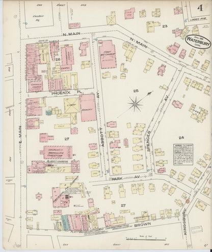 Sanborn Fire Insurance Map from Waterbury, New Haven County, Connecticut (1884), Sheet #0004 - Complete Map Set gallery image, historic Sanborn map, vintage wall art, Connecticut Connecticut