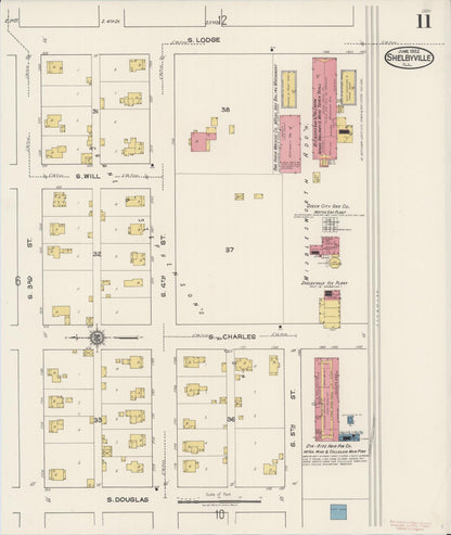 Sanborn Fire Insurance Map from Shelbyville, Shelby County, Illinois (1922), Sheet #0011 - Complete Map Set gallery image, historic Sanborn map, vintage wall art, Illinois Illinois