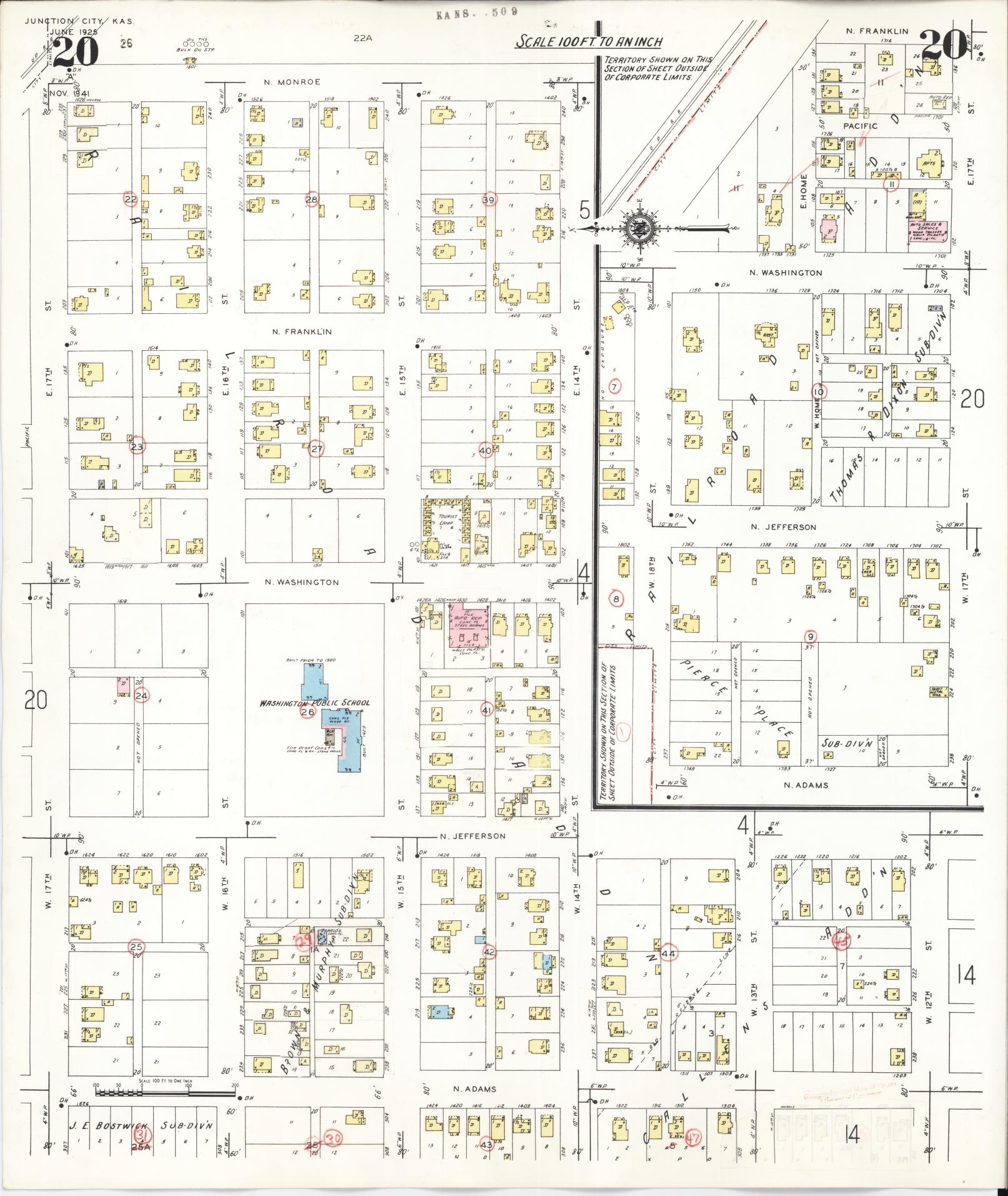 Sanborn Fire Insurance Map from Junction City, Geary County, Kansas (1947), Sheet #0020 - Historic Sanborn Fire Insurance Map Print, vintage old map wall art, antique decor, genealogy gift, Kansas Kansas map
