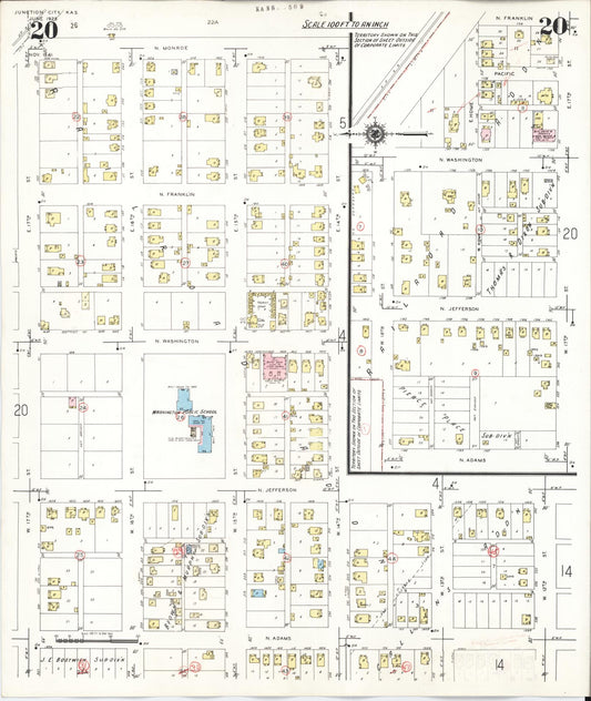 Sanborn Fire Insurance Map from Junction City, Geary County, Kansas (1947), Sheet #0020 - Historic Sanborn Fire Insurance Map Print, vintage old map wall art, antique decor, genealogy gift, Kansas Kansas map