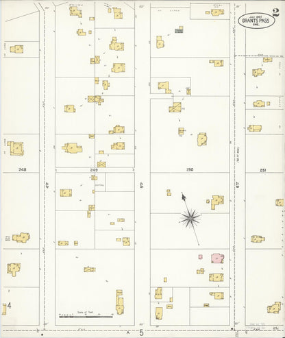 Sanborn Fire Insurance Map from Grants Pass, Josephine County, Oregon (1907), Sheet #0002 - Complete Map Set gallery image, historic Sanborn map, vintage wall art, Oregon Oregon