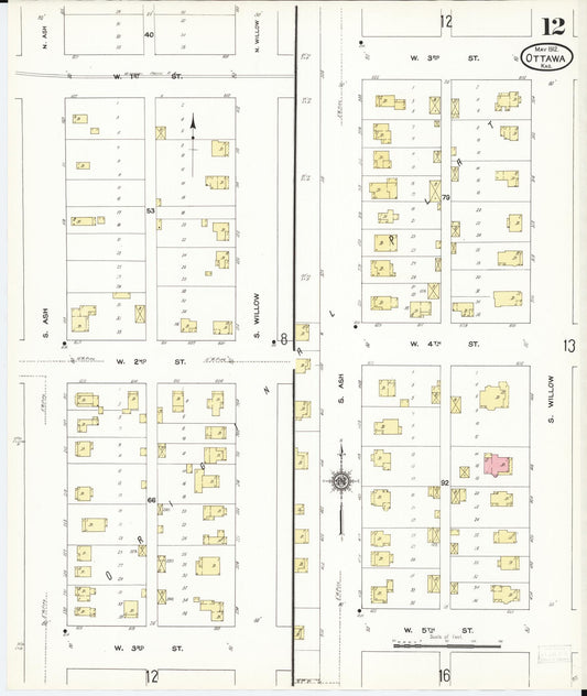 Sanborn Fire Insurance Map from Ottawa, Franklin County, Kansas (1912), Sheet #0012 - Historic Sanborn Fire Insurance Map Print, vintage old map wall art, antique decor, genealogy gift, Kansas Kansas map