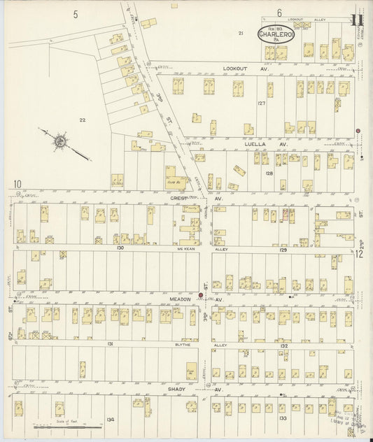 Sanborn Fire Insurance Map from Charleroi, Washington County, Pennsylvania (1913), Sheet #0011 - Historic Sanborn Fire Insurance Map Print, vintage old map wall art, antique decor, genealogy gift, Pennsylvania Pennsylvania map