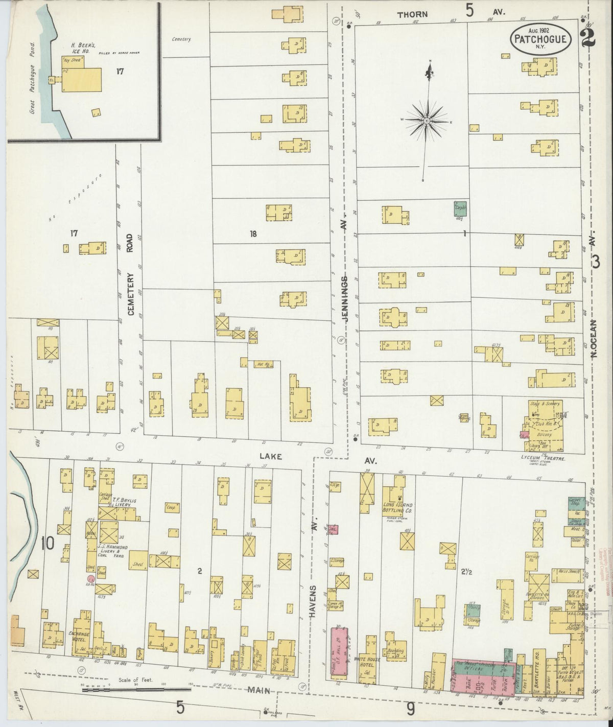 Sanborn Fire Insurance Map from Patchogue, Suffolk County, New York (1902), Sheet #0002 - Complete Map Set gallery image, historic Sanborn map, vintage wall art, New York New York
