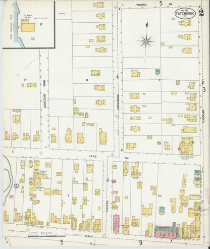 Sanborn Fire Insurance Map from Patchogue, Suffolk County, New York (1902), Sheet #0002 - Complete Map Set gallery image, historic Sanborn map, vintage wall art, New York New York